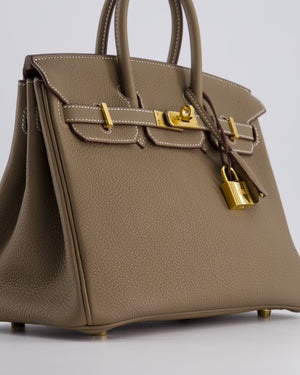 *HOT* Hermès Birkin Retourne 25cm Bag in Etoupe Togo Leather with Gold Hardware