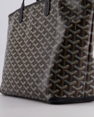 Goyard Black PM Artois Tote Bag in Goyardine Canvas with Silver Zip Detail