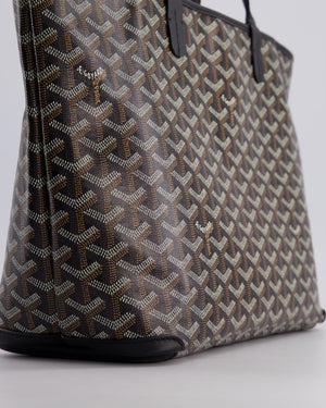 Goyard Black PM Artois Tote Bag in Goyardine Canvas with Silver Zip Detail
