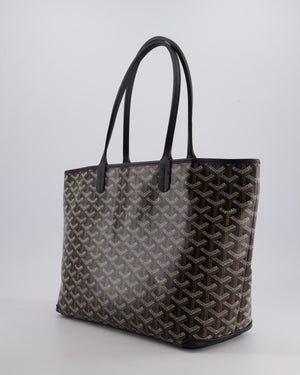 Goyard Black PM Artois Tote Bag in Goyardine Canvas with Silver Zip Detail