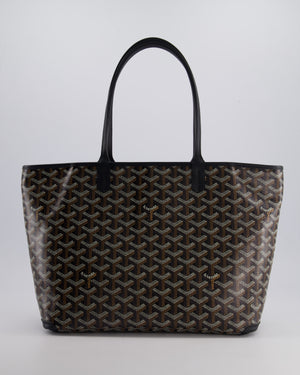 Goyard Black PM Artois Tote Bag in Goyardine Canvas with Silver Zip Detail