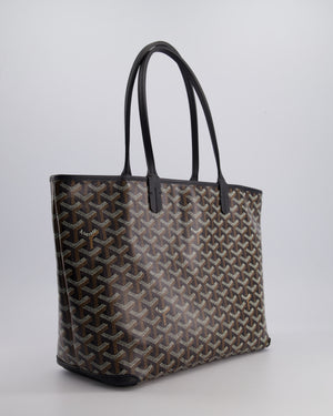 Goyard Black PM Artois Tote Bag in Goyardine Canvas with Silver Zip Detail