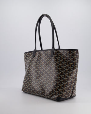 Goyard Black PM Artois Tote Bag in Goyardine Canvas with Silver Zip Detail