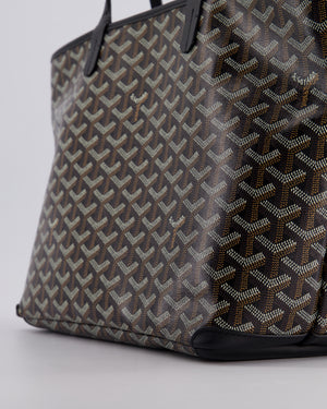 Goyard Black PM Artois Tote Bag in Goyardine Canvas with Silver Zip Detail