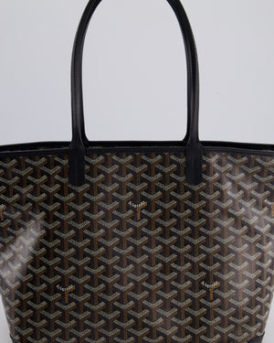 Goyard Black PM Artois Tote Bag in Goyardine Canvas with Silver Zip Detail
