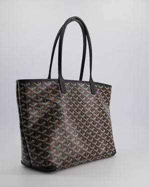 Goyard Black PM Artois Tote Bag in Goyardine Canvas with Silver Zip Detail