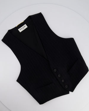 Saint Laurent Black Pinstripe Single Breasted Waistcoat Jacket Size FR 40 (UK 12)