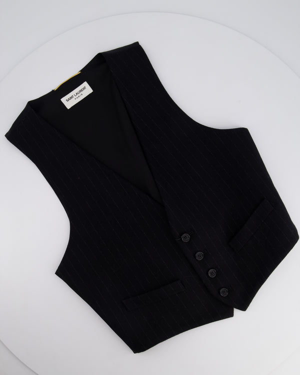 Saint Laurent Black Pinstripe Single Breasted Waistcoat Jacket Size FR 40 (UK 12)