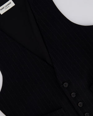 Saint Laurent Black Pinstripe Single Breasted Waistcoat Jacket Size FR 40 (UK 12)