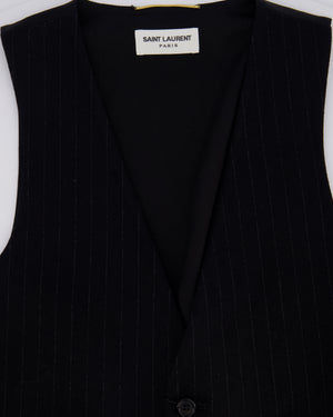 Saint Laurent Black Pinstripe Single Breasted Waistcoat Jacket Size FR 40 (UK 12)