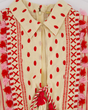 Dodo Bar Or Red Striped Long Sleeve Playsuit with Pocket Detail Size S (UK 8)