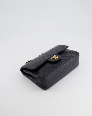 Chanel Vintage Black Small Classic Double Flap Bag in Lambskin Leather with 24k Gold Hardware