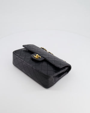 Chanel Vintage Black Small Classic Double Flap Bag in Lambskin Leather with 24k Gold Hardware