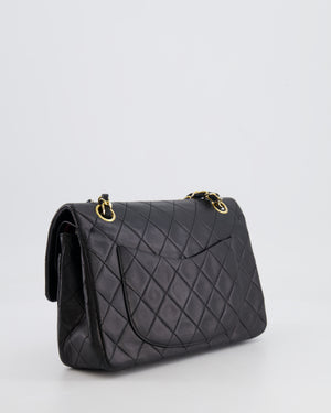 Chanel Vintage Black Small Classic Double Flap Bag in Lambskin Leather with 24k Gold Hardware