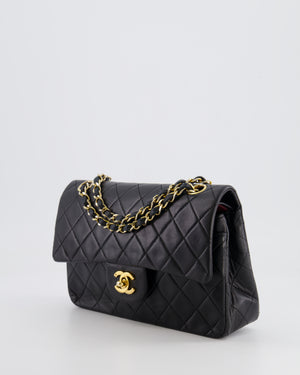 Chanel Vintage Black Small Classic Double Flap Bag in Lambskin Leather with 24k Gold Hardware