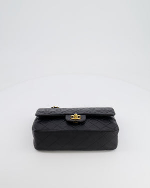 Chanel Vintage Black Small Classic Double Flap Bag in Lambskin Leather with 24k Gold Hardware