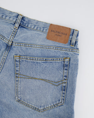 Balenciaga Blue Straight Leg Denim Jeans with Back Logo Detail Size 26 (UK 8)