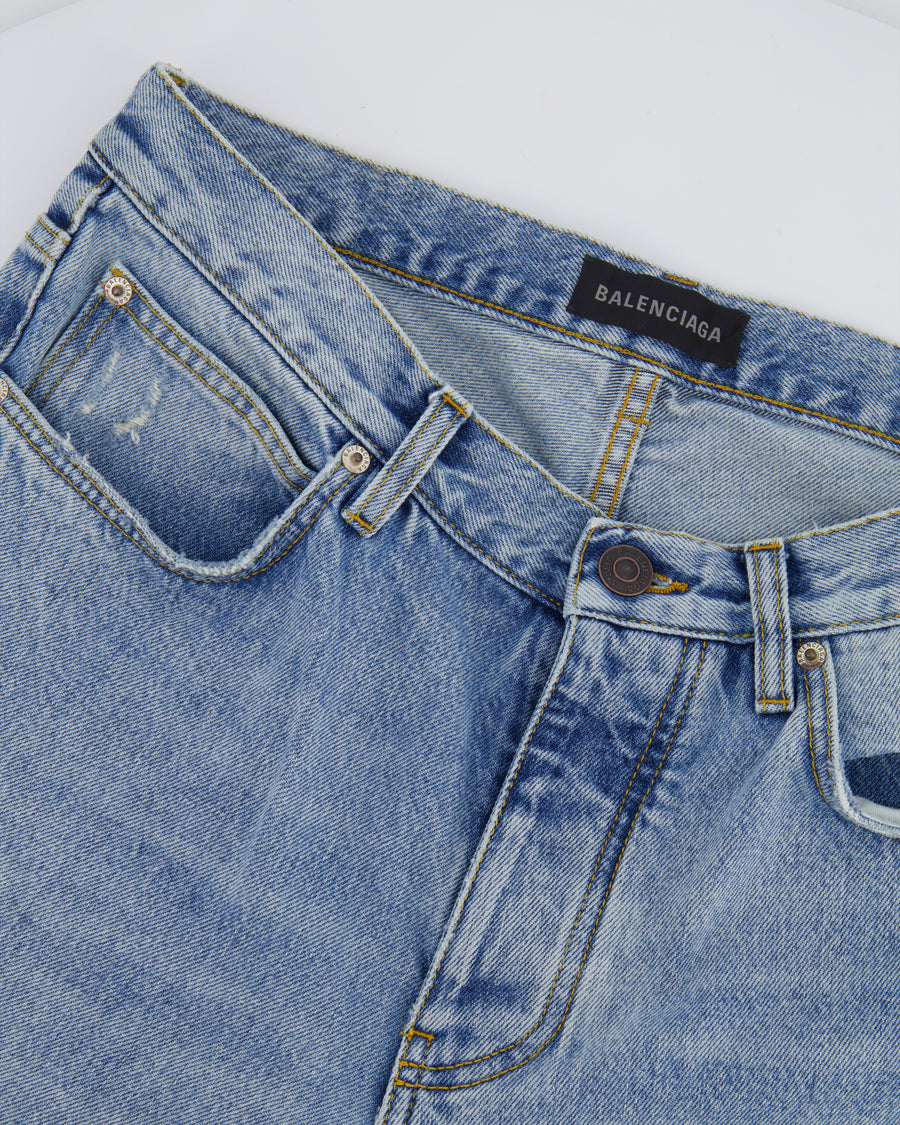Balenciaga Blue Straight Leg Denim Jeans with Back Logo Detail Size 26 (UK 8)