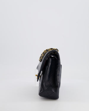 Chanel Vintage Navy Medium Classic Double Flap Bag in Lambskin Leather with 24K Gold Hardware