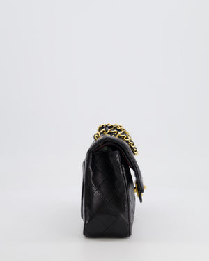 Chanel Vintage Black Small Classic Double Flap Bag in Lambskin Leather with 24k Gold Hardware
