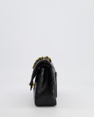 Chanel Vintage Black Small Classic Double Flap Bag in Lambskin Leather with 24k Gold Hardware