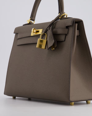*RARE* Hermès Kelly Sellier Bag 25cm in Gris Etain Epsom Leather with Gold Hardware