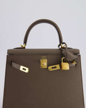 *RARE* Hermès Kelly Sellier Bag 25cm in Gris Etain Epsom Leather with Gold Hardware
