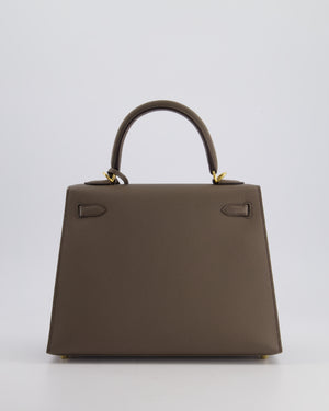 *RARE* Hermès Kelly Sellier Bag 25cm in Gris Etain Epsom Leather with Gold Hardware