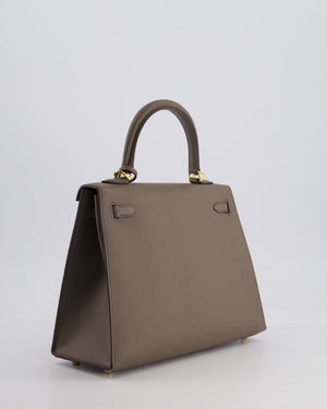 *RARE* Hermès Kelly Sellier Bag 25cm in Gris Etain Epsom Leather with Gold Hardware
