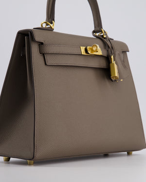 *RARE* Hermès Kelly Sellier Bag 25cm in Gris Etain Epsom Leather with Gold Hardware