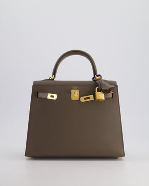 *RARE* Hermès Kelly Sellier Bag 25cm in Gris Etain Epsom Leather with Gold Hardware