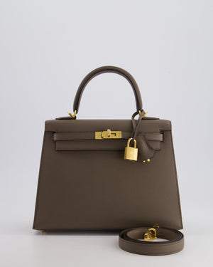 *RARE* Hermès Kelly Sellier Bag 25cm in Gris Etain Epsom Leather with Gold Hardware