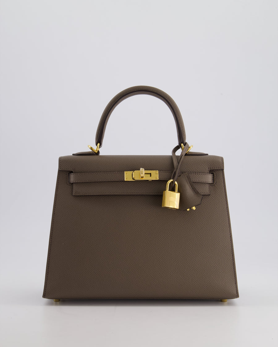 *RARE* Hermès Kelly Sellier Bag 25cm in Gris Etain Epsom Leather with Gold Hardware
