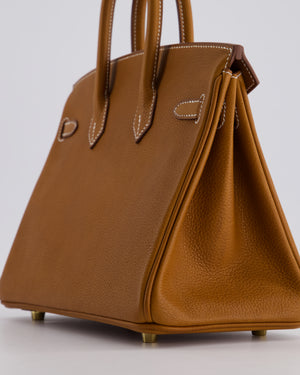 *RARE* Hermès Birkin 25cm Retourne in Fauve Barenia Faubourg Leather with gold Hardware