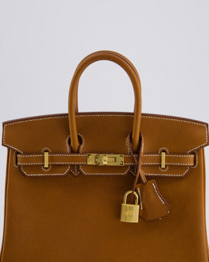 *RARE* Hermès Birkin 25cm Retourne in Fauve Barenia Faubourg Leather with gold Hardware