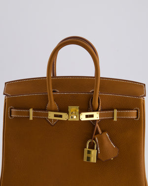 *RARE* Hermès Birkin 25cm Retourne in Fauve Barenia Faubourg Leather with gold Hardware