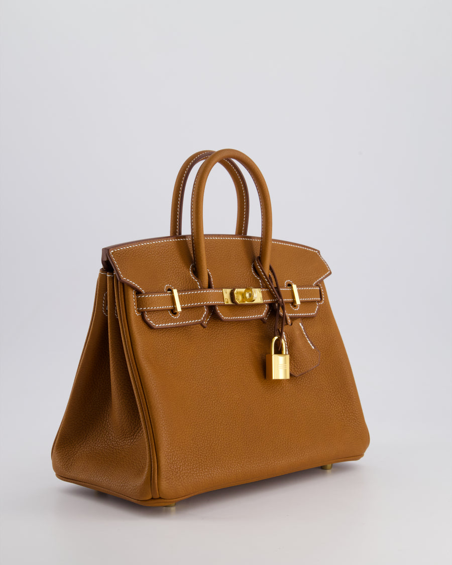 *RARE* Hermès Birkin 25cm Retourne in Fauve Barenia Faubourg Leather with gold Hardware