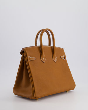 *RARE* Hermès Birkin 25cm Retourne in Fauve Barenia Faubourg Leather with gold Hardware
