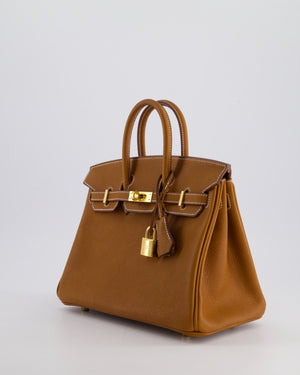 *RARE* Hermès Birkin 25cm Retourne in Fauve Barenia Faubourg Leather with gold Hardware