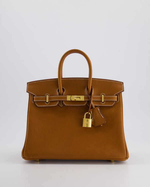 *RARE* Hermès Birkin 25cm Retourne in Fauve Barenia Faubourg Leather with gold Hardware
