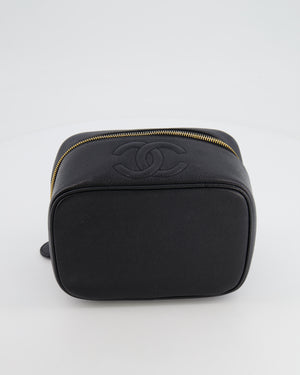 Chanel Vintage Black Vanity Bag in Caviar Leather with 24K Gold Hardware