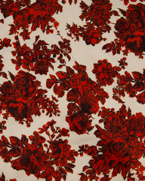Emilia Wickstead Cream and Red Floral Crop Top and Midi Skirt Set Size UK 12