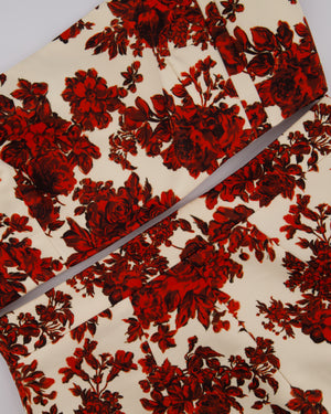 Emilia Wickstead Cream and Red Floral Crop Top and Midi Skirt Set Size UK 12