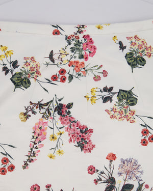 Emilia Wickstead Pink and Green Floral Printed White Crop Top and Midi Skirt Set Size UK 12