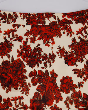 Emilia Wickstead Cream and Red Floral Crop Top and Midi Skirt Set Size UK 12