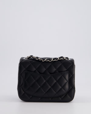 Chanel Black Mini Square Single Flap Bag in Calfskin Leather with Silver Hardware