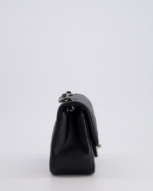 Chanel Black Mini Square Single Flap Bag in Calfskin Leather with Silver Hardware