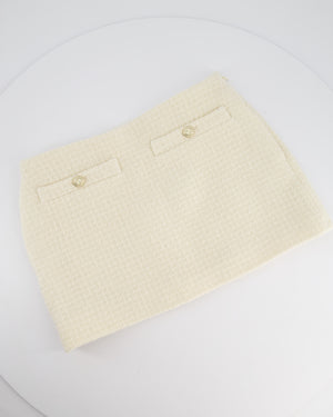 Gucci Current Season Cream Wool Boucle-Tweed Mini Skirt and Blazer Jacket Set With Silver Logo Detail Size IT 38 (UK 6) RRP 3120£