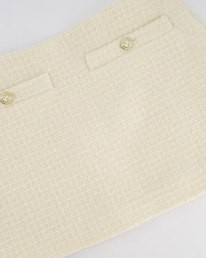 Gucci Current Season Cream Wool Boucle-Tweed Mini Skirt and Blazer Jacket Set With Silver Logo Detail Size IT 38 (UK 6) RRP 3120£