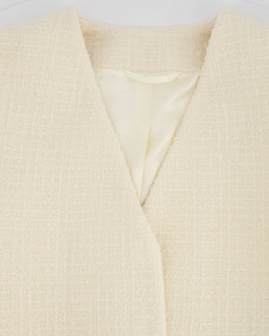 Gucci Current Season Cream Wool Boucle-Tweed Mini Skirt and Blazer Jacket Set With Silver Logo Detail Size IT 38 (UK 6) RRP 3120£